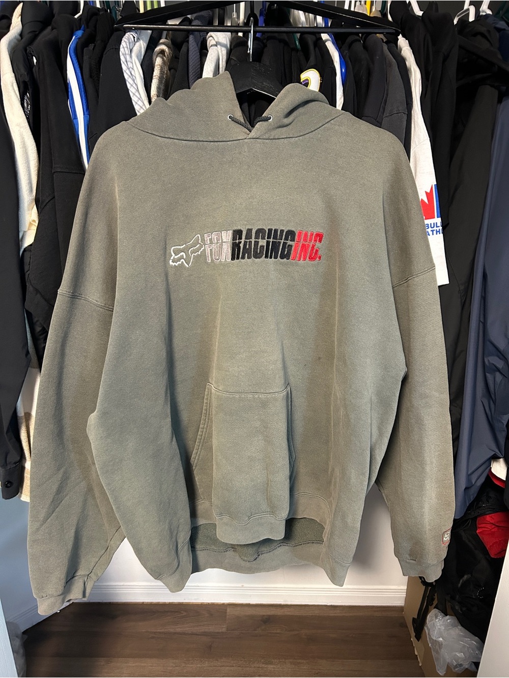 Fox Racing Grail Y2K Olive Green Crewneck Hoodie with Front Pocket Size XXL